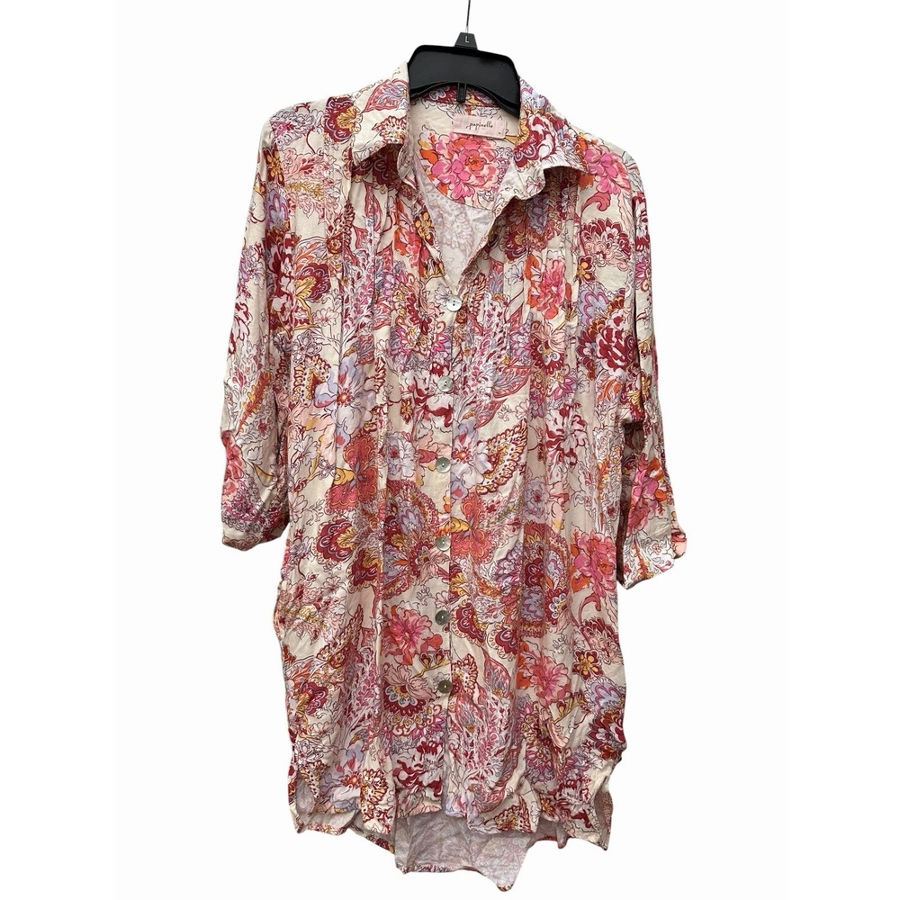 Papinelle Pajamas Women's Medium 100% Viscose Paisley Floral Pockets #F9-3